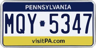 PA license plate MQY5347