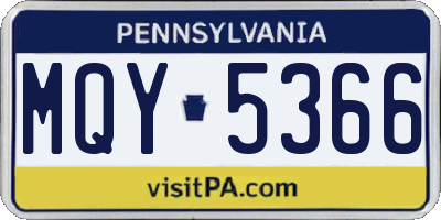 PA license plate MQY5366