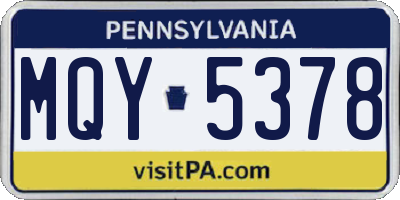 PA license plate MQY5378