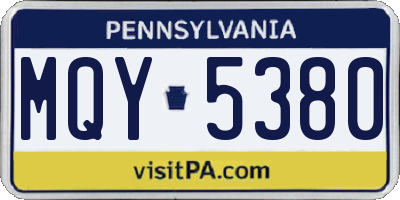 PA license plate MQY5380