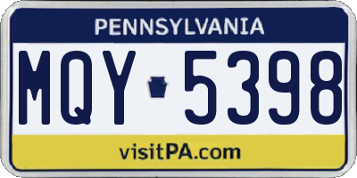 PA license plate MQY5398
