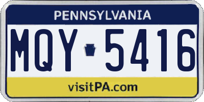 PA license plate MQY5416