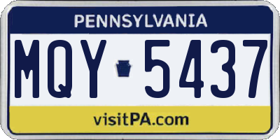 PA license plate MQY5437