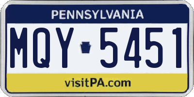 PA license plate MQY5451