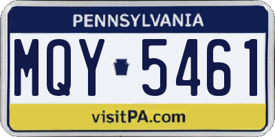 PA license plate MQY5461