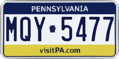 PA license plate MQY5477