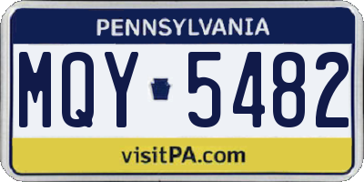 PA license plate MQY5482
