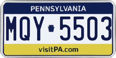 PA license plate MQY5503