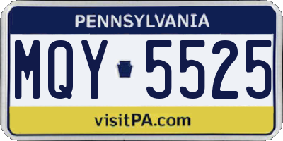 PA license plate MQY5525