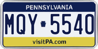 PA license plate MQY5540