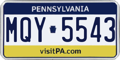 PA license plate MQY5543