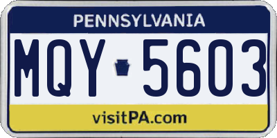 PA license plate MQY5603