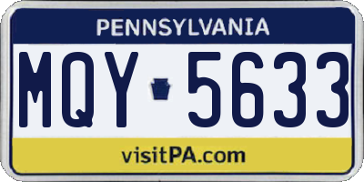PA license plate MQY5633