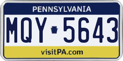PA license plate MQY5643
