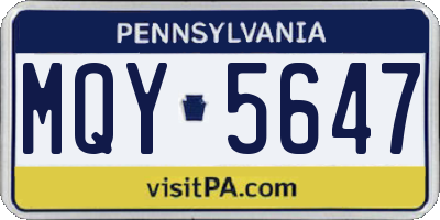 PA license plate MQY5647
