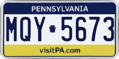 PA license plate MQY5673