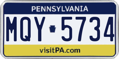 PA license plate MQY5734