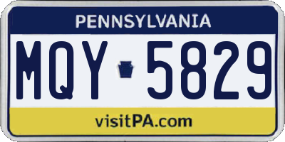 PA license plate MQY5829