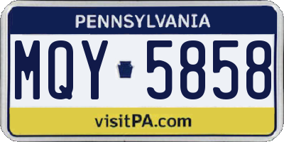 PA license plate MQY5858