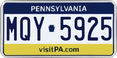 PA license plate MQY5925