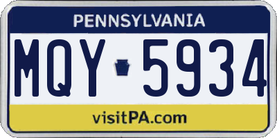 PA license plate MQY5934