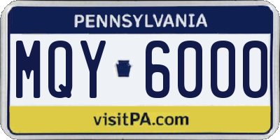PA license plate MQY6000