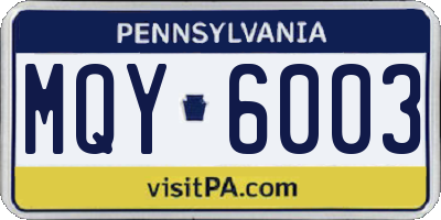 PA license plate MQY6003