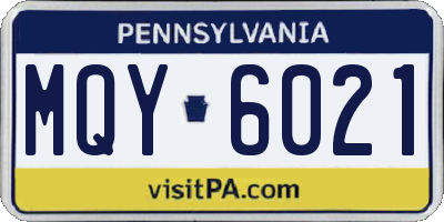 PA license plate MQY6021
