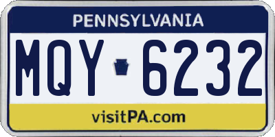 PA license plate MQY6232