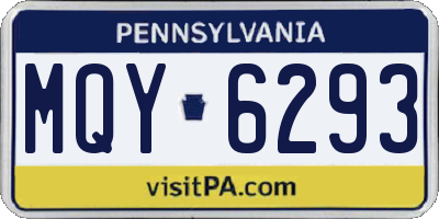 PA license plate MQY6293