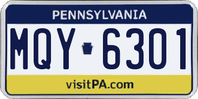 PA license plate MQY6301