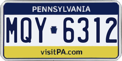 PA license plate MQY6312