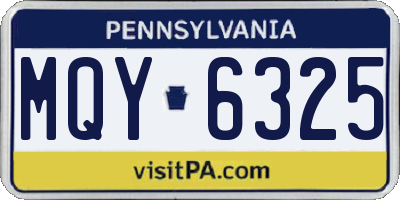 PA license plate MQY6325