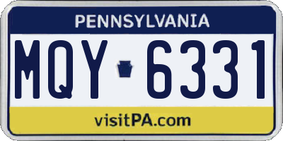 PA license plate MQY6331