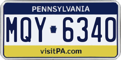PA license plate MQY6340