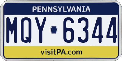 PA license plate MQY6344