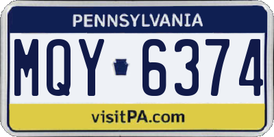 PA license plate MQY6374