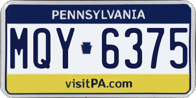 PA license plate MQY6375