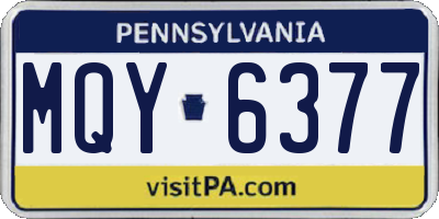 PA license plate MQY6377