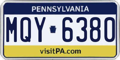 PA license plate MQY6380