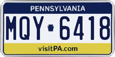 PA license plate MQY6418