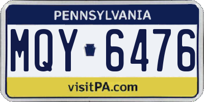 PA license plate MQY6476
