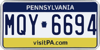 PA license plate MQY6694