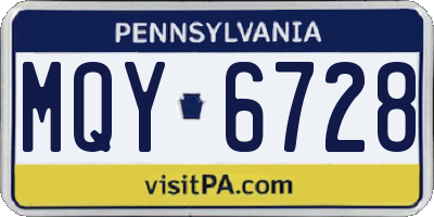 PA license plate MQY6728