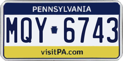 PA license plate MQY6743