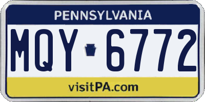 PA license plate MQY6772