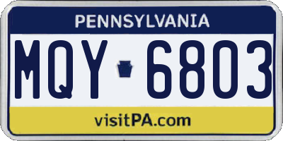 PA license plate MQY6803