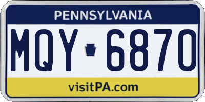 PA license plate MQY6870
