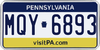 PA license plate MQY6893