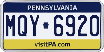 PA license plate MQY6920